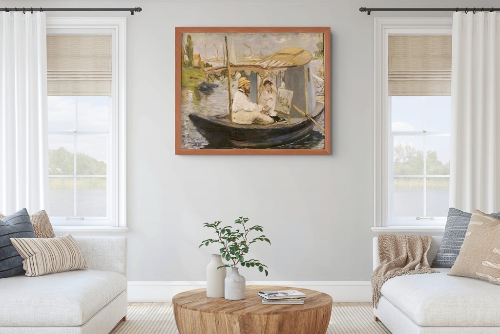 Monet en su barco estudio - Edouard Manet - Lienzo premium 430g (calidad de galeria)
