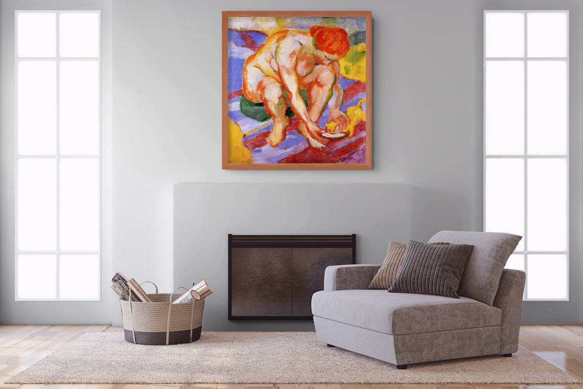 Desnudo con gato - Franz Marc - Lienzo premium 430g (calidad de galeria)