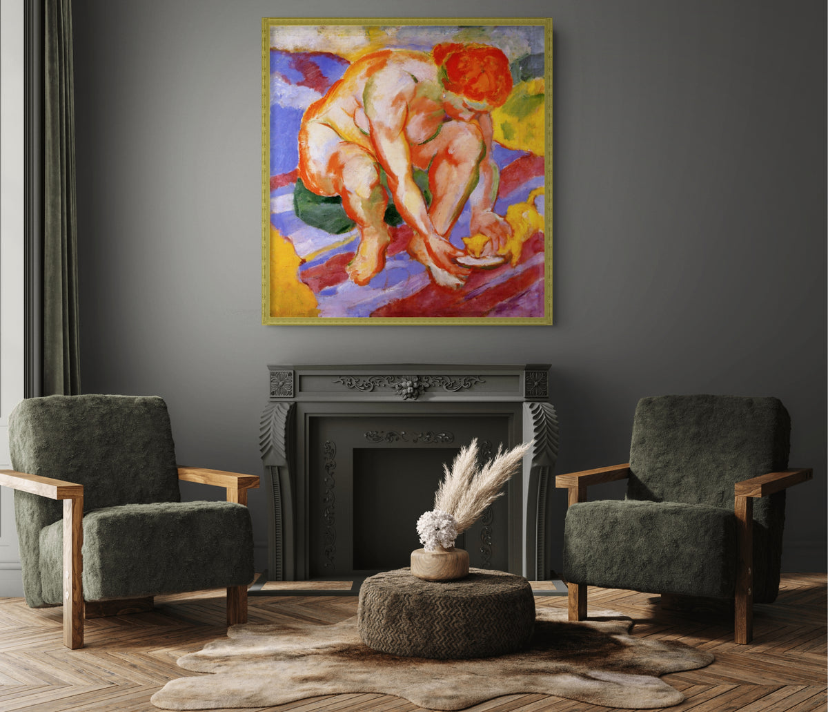 Desnudo con gato - Franz Marc - Lienzo premium 430g (calidad de galeria)
