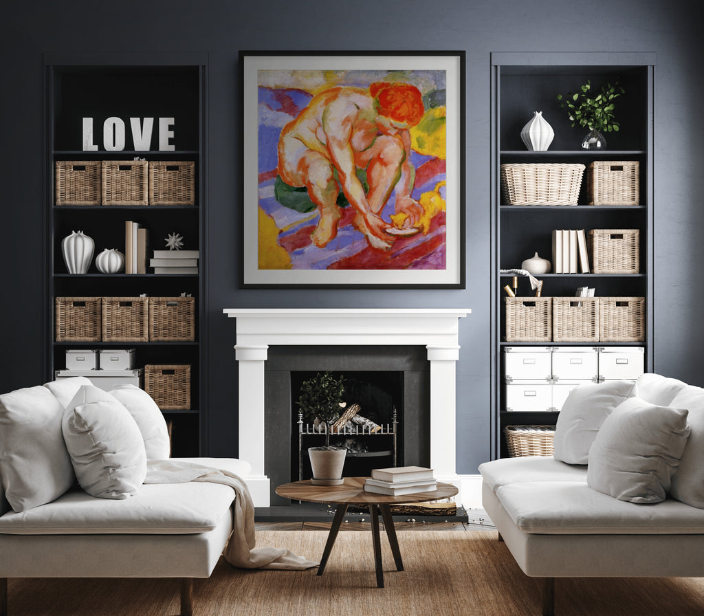 Desnudo con gato - Franz Marc - Lienzo premium 430g (calidad de galeria)