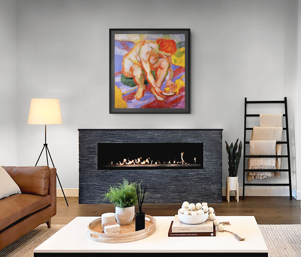 Desnudo con gato - Franz Marc - Lienzo premium 430g (calidad de galeria)