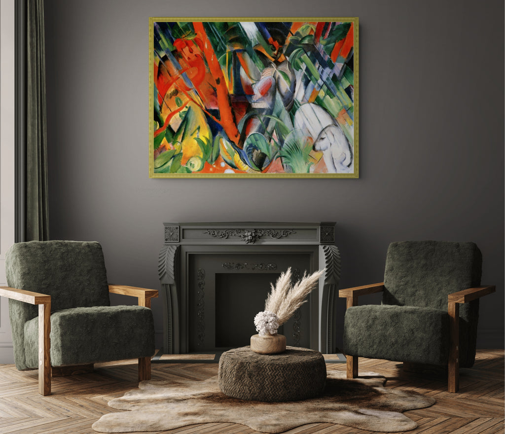 En la lluvia - Franz Marc - Lienzo premium 430g (calidad de galeria)
