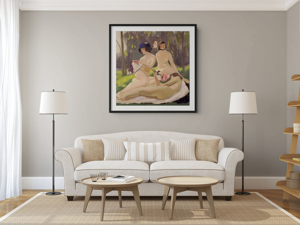 Tres amigas - Francisco Iturrino - Lienzo premium 430g (calidad de galeria)