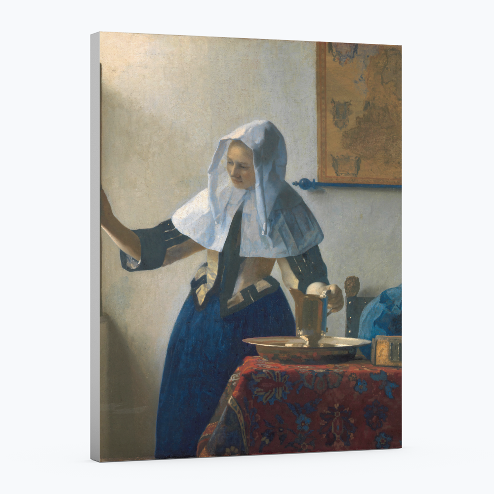 Mujer con una jarra de agua - Johannes Vermeer - Lienzo premium 430g (calidad de galeria)