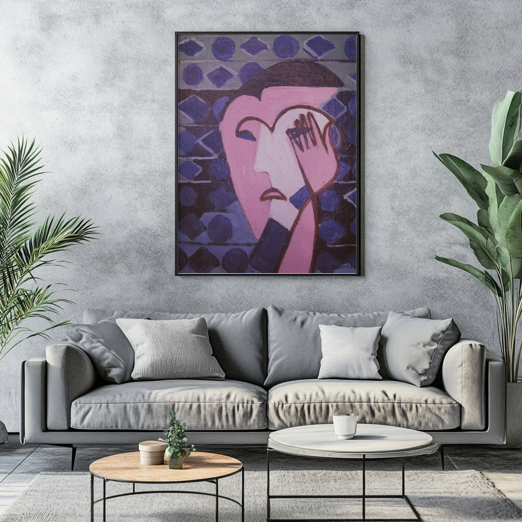 Tête de femme triste - Ernst Ludwig Kirchner - Toile premium 430g (qualité galerie)