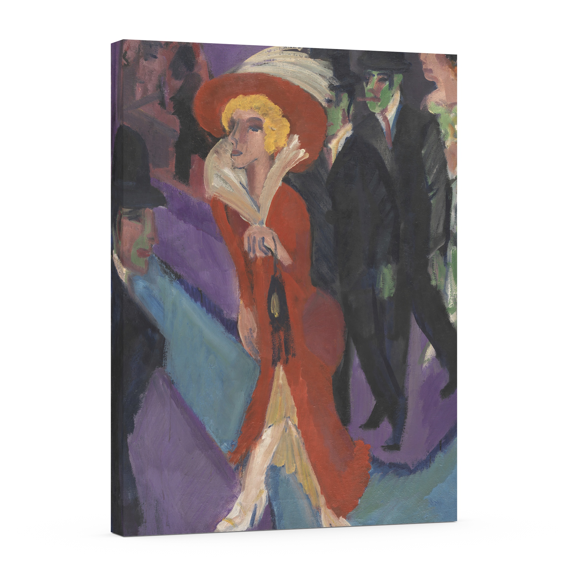 Rue avec femme de mauvaise vie en rouge -Ernst Ludwig Kirchner - Toile premium 430g (qualité galerie)