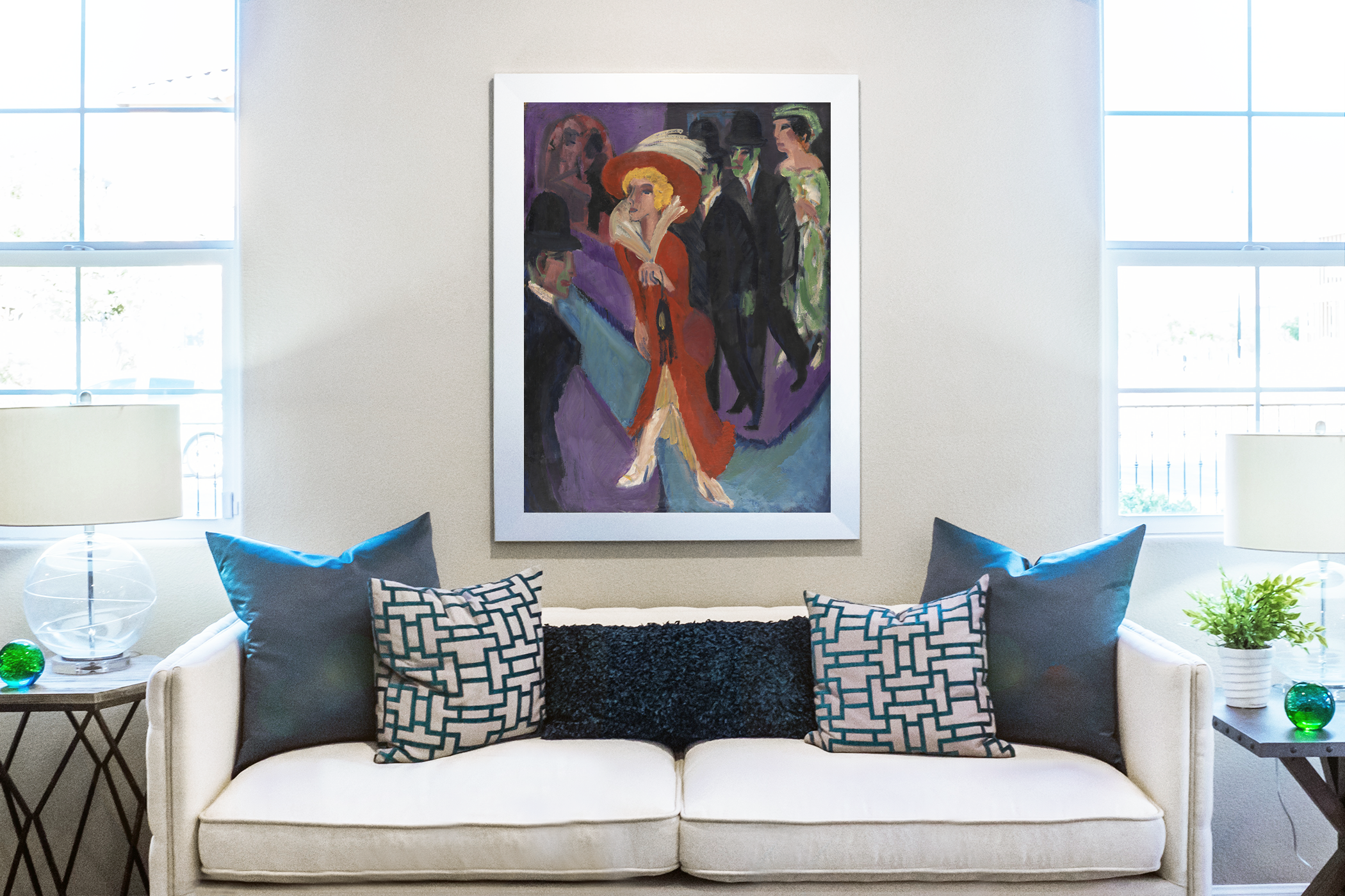 Rue avec femme de mauvaise vie en rouge -Ernst Ludwig Kirchner - Toile premium 430g (qualité galerie)