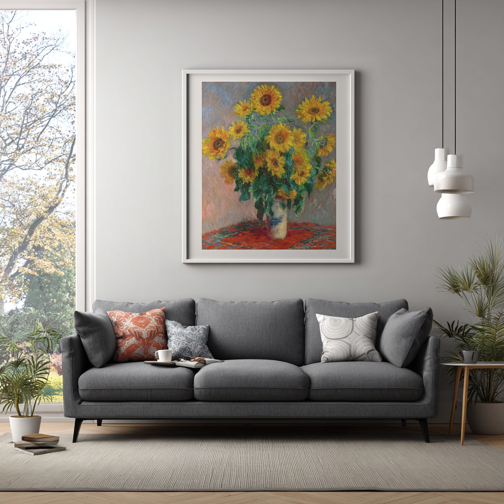 Vase de tournesols - Claude Monet - Toile premium 430g (qualité galerie)