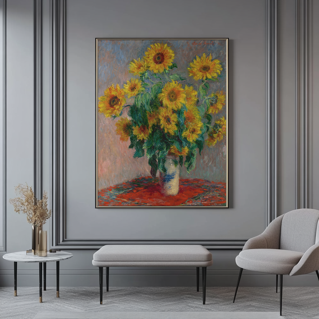 Vase de tournesols - Claude Monet - Toile premium 430g (qualité galerie)