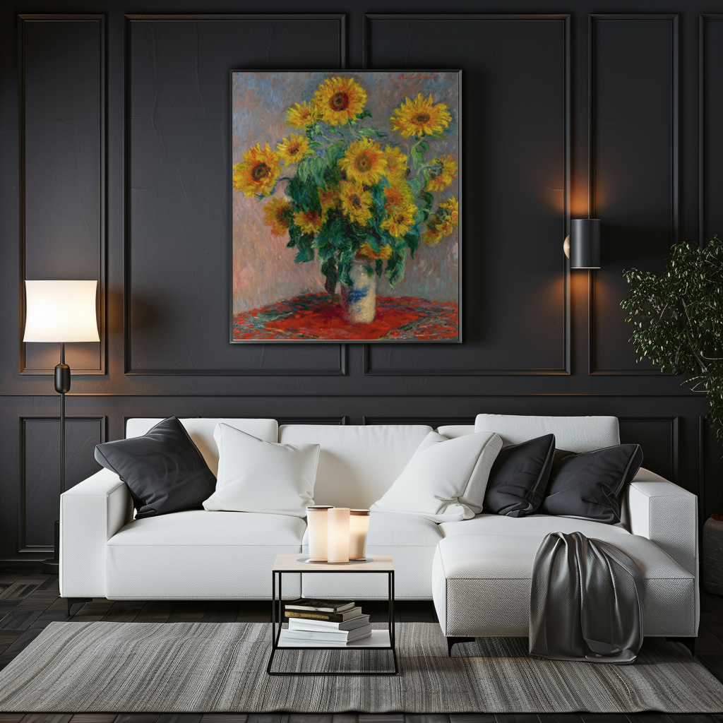 Vase of Sunflowers - Claude Monet - 430g Premium Canvas (gallery quality)