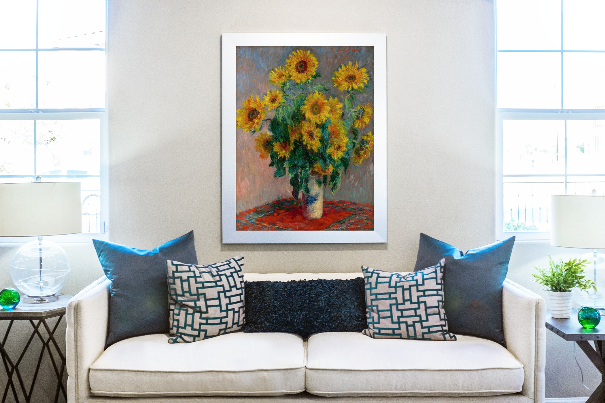 Vase of Sunflowers - Claude Monet - 430g Premium Canvas (gallery quality)