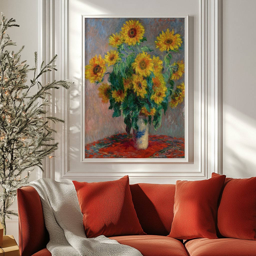 Vase of Sunflowers - Claude Monet - 430g Premium Canvas (gallery quality)