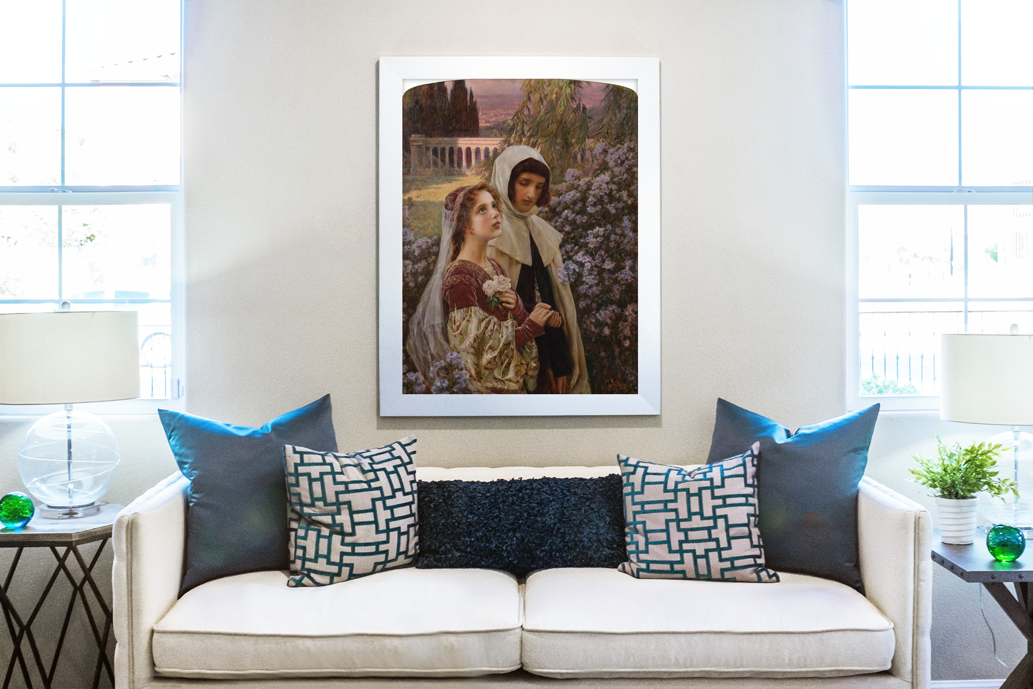 Dante and Beatrice -Cesare Saccaggi - Premium Canvas 430g (gallery quality)