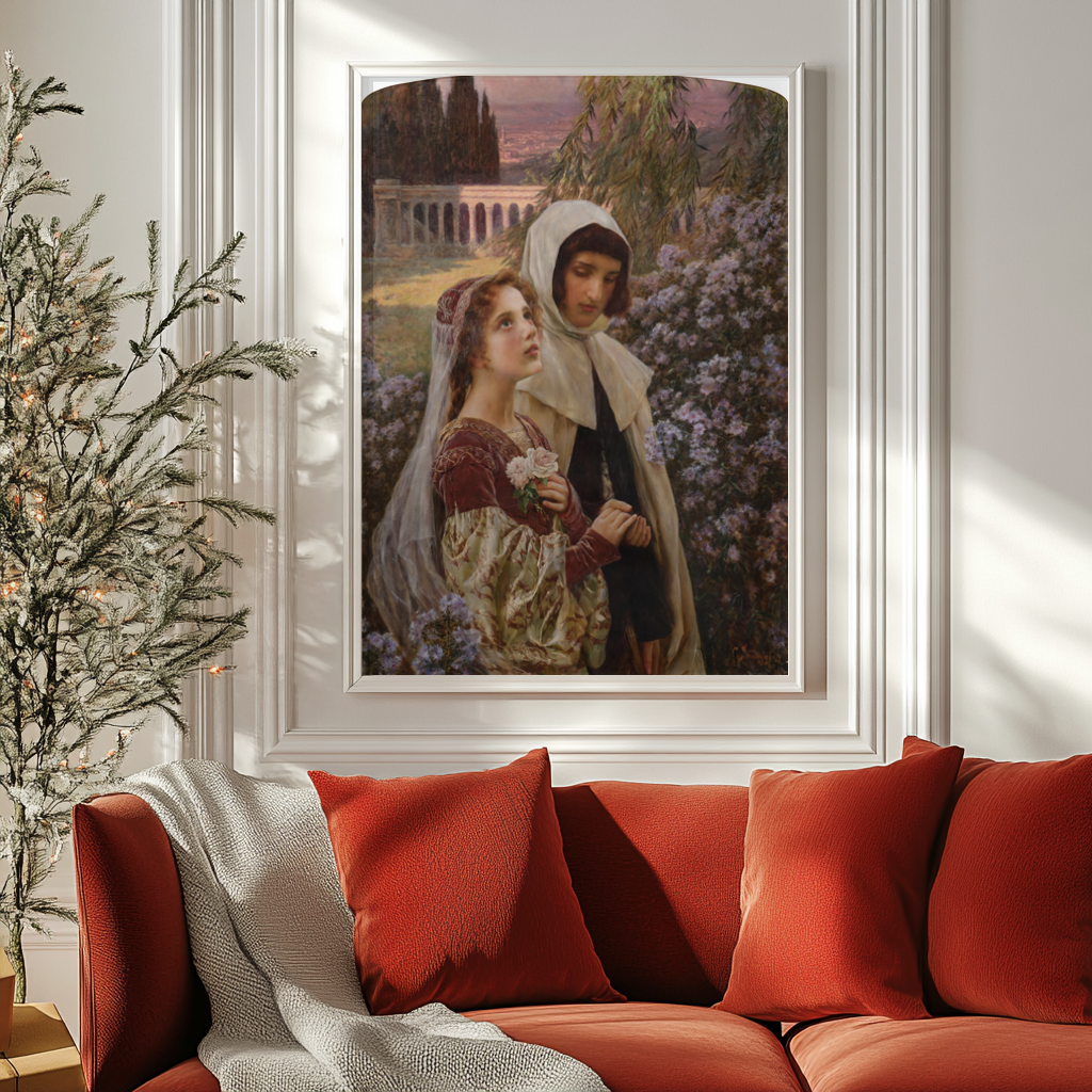 Dante and Beatrice -Cesare Saccaggi - Premium Canvas 430g (gallery quality)