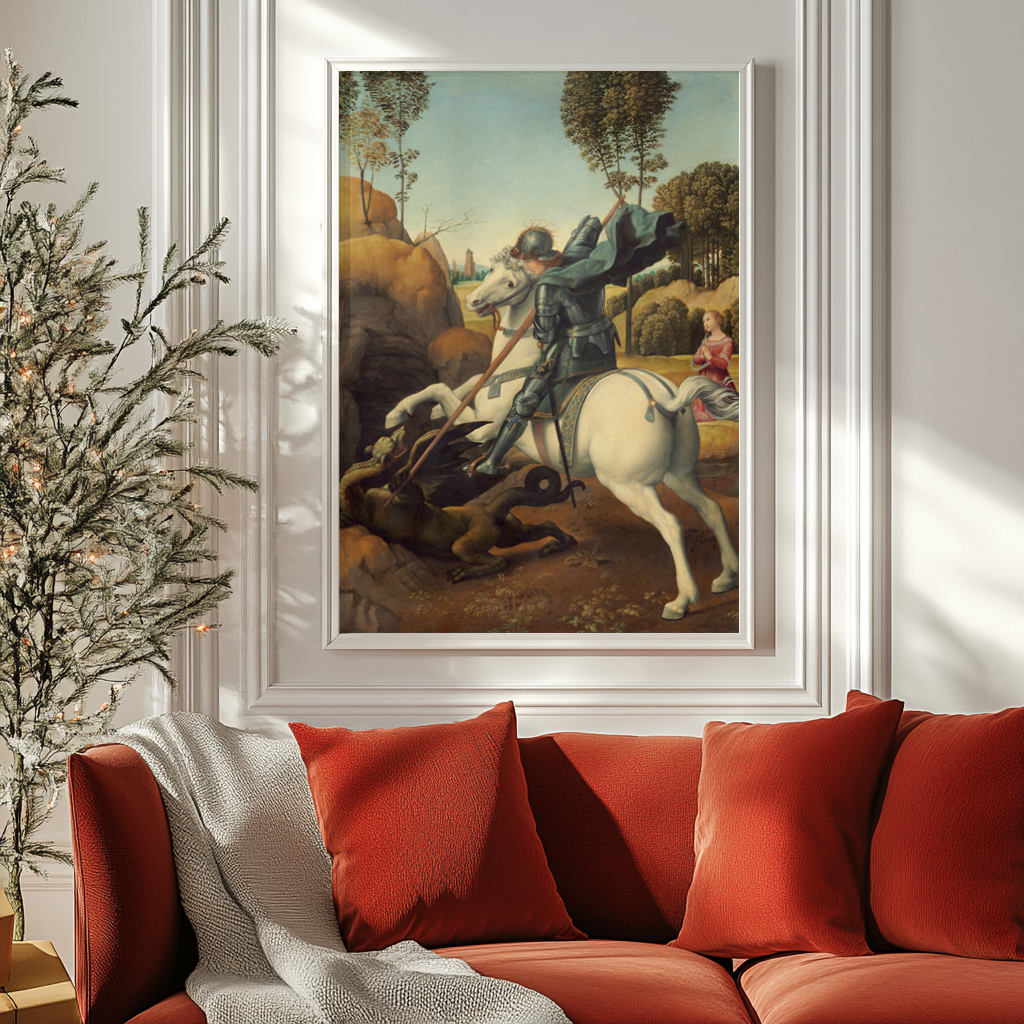 Saint Georges et le Dragon - Raphaël - Toile premium 430g (qualité galerie)