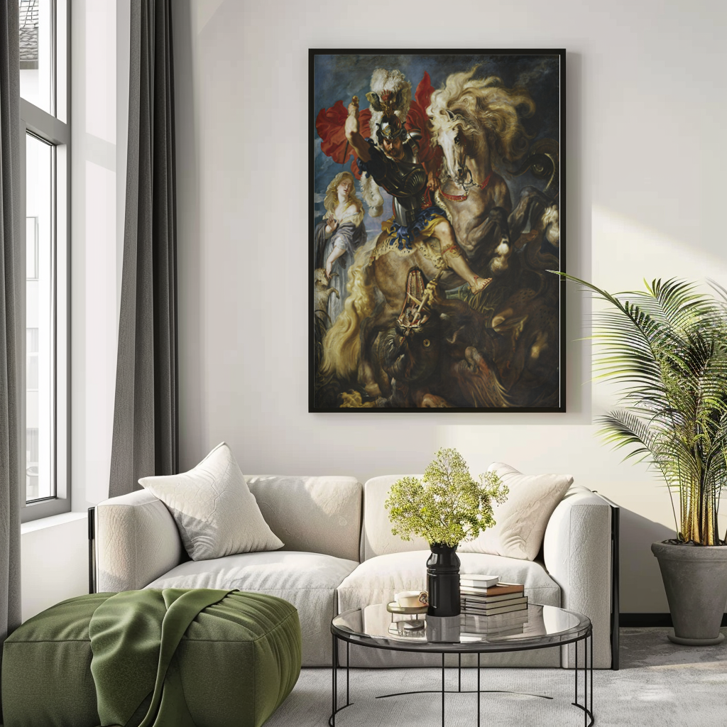 Saint George and the Dragon - Peter Paul Rubens - 430g premium canvas (gallery quality)