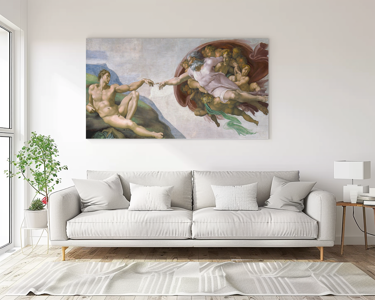 The Creation of Adam - Michelangelo - Premium 430g Canvas (gallery quality)