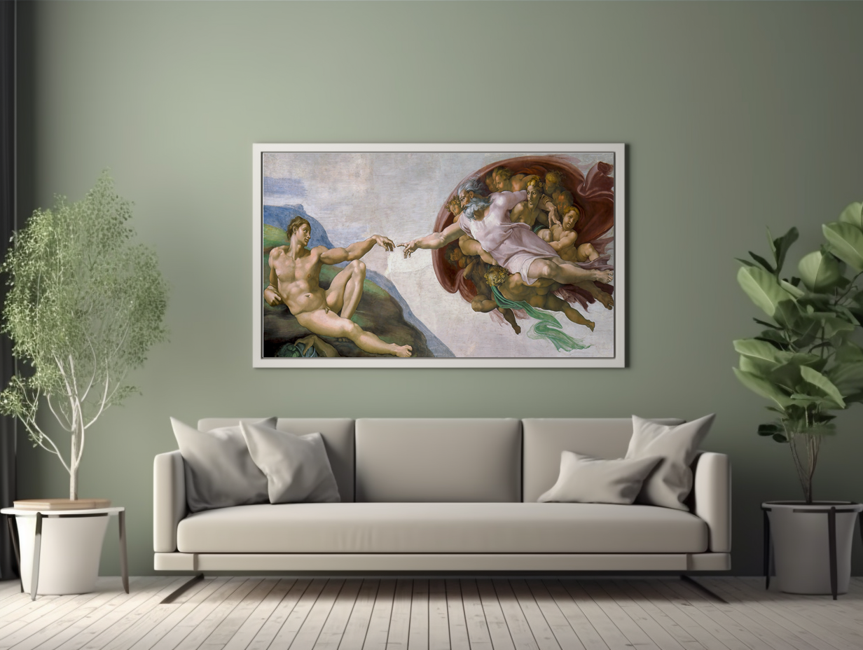 The Creation of Adam - Michelangelo - Premium 430g Canvas (gallery quality)