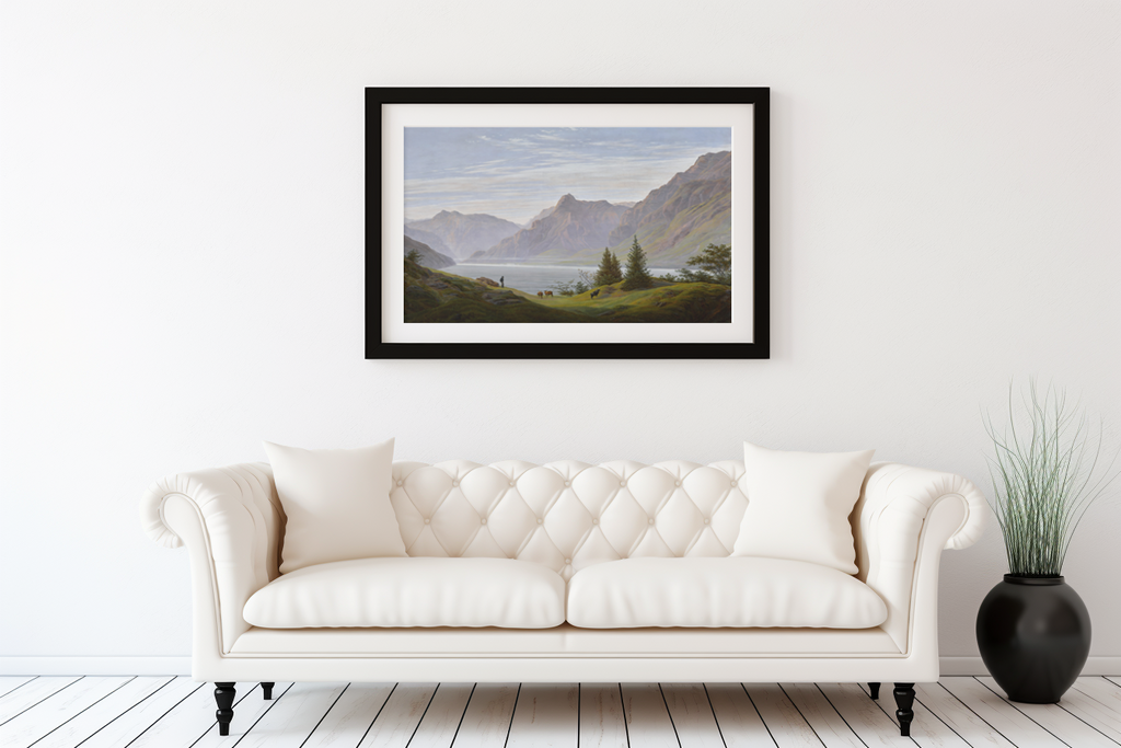 Landscape with Mountain Lake - Caspar David Friedrich - Premium Canvas 430g (gallery quality)