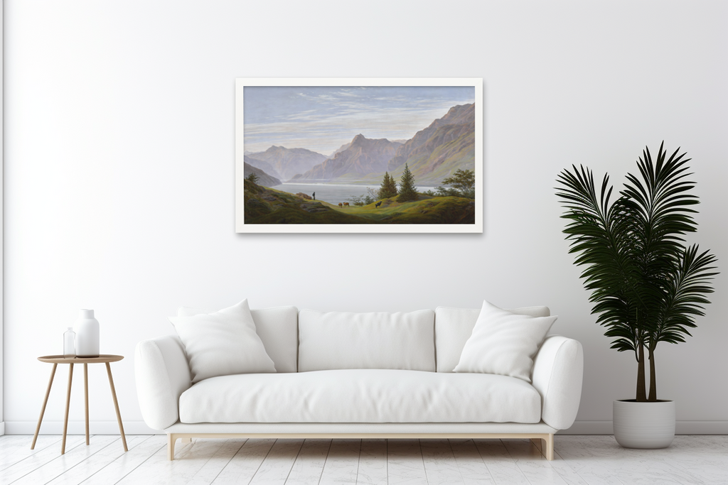 Landscape with Mountain Lake - Caspar David Friedrich - Premium Canvas 430g (gallery quality)