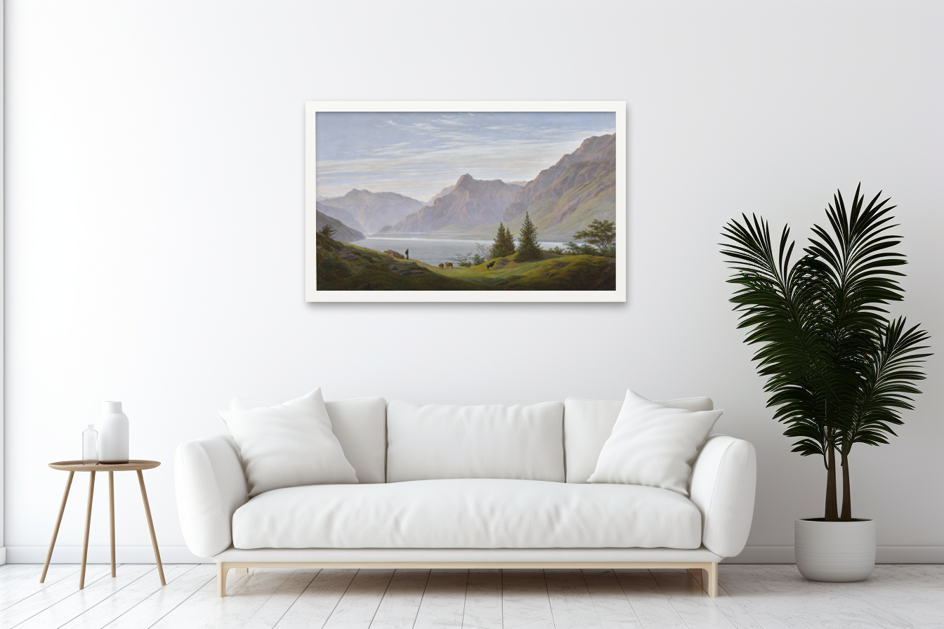 Landscape with Mountain Lake - Caspar David Friedrich - Premium Canvas 430g (gallery quality)