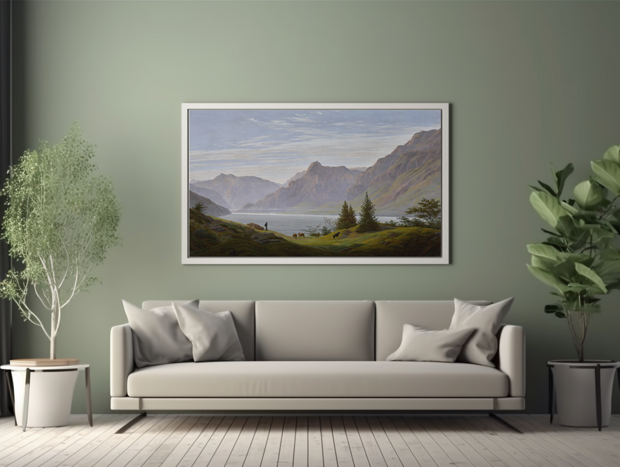Landscape with Mountain Lake - Caspar David Friedrich - Premium Canvas 430g (gallery quality)
