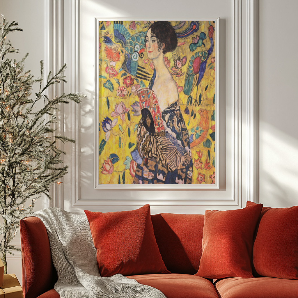 Woman with a Fan - Gustav Klimt - 430g Premium Canvas (Gallery Quality)
