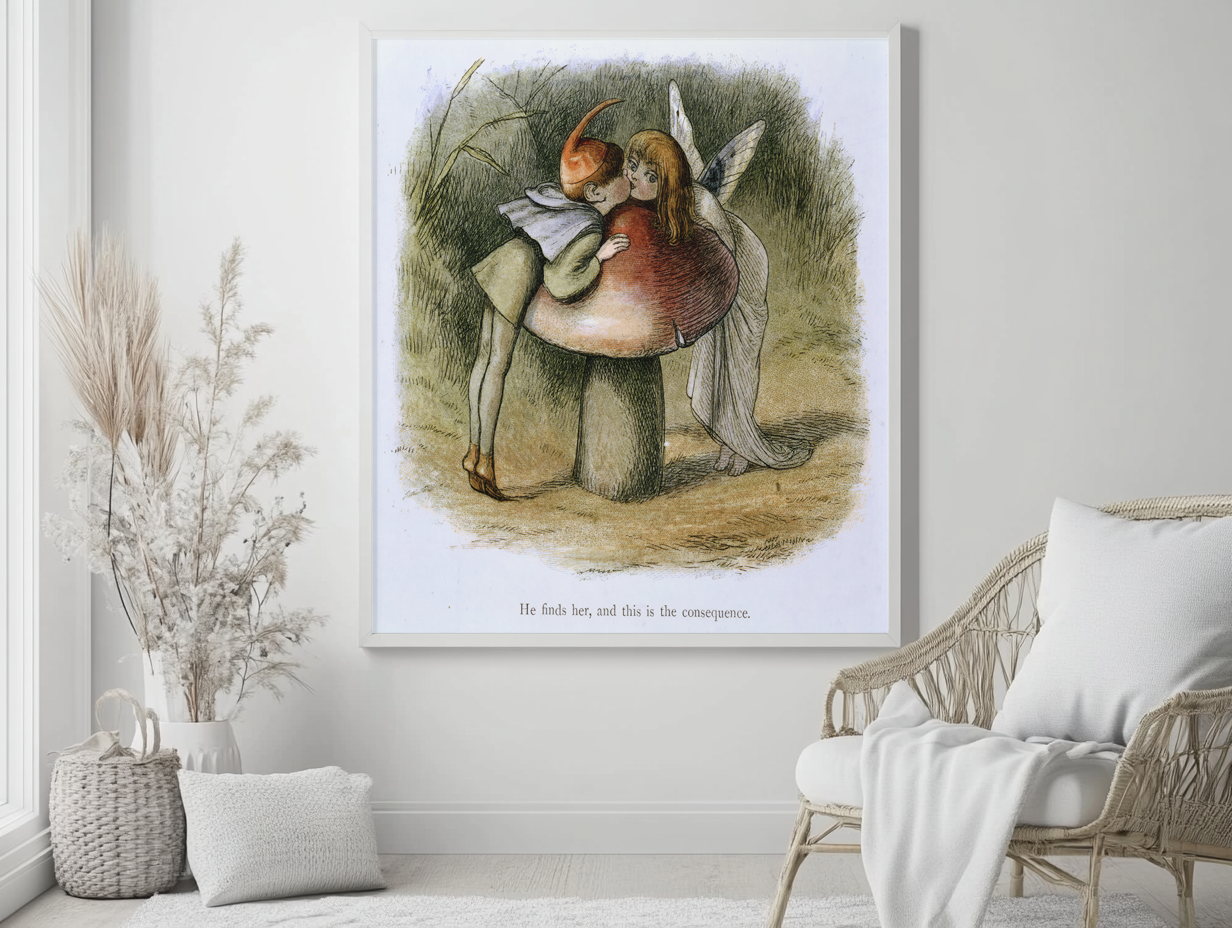 Un elfe et une fée s'embrassant - Richard Doyle - Toile premium 430g (qualité galerie)