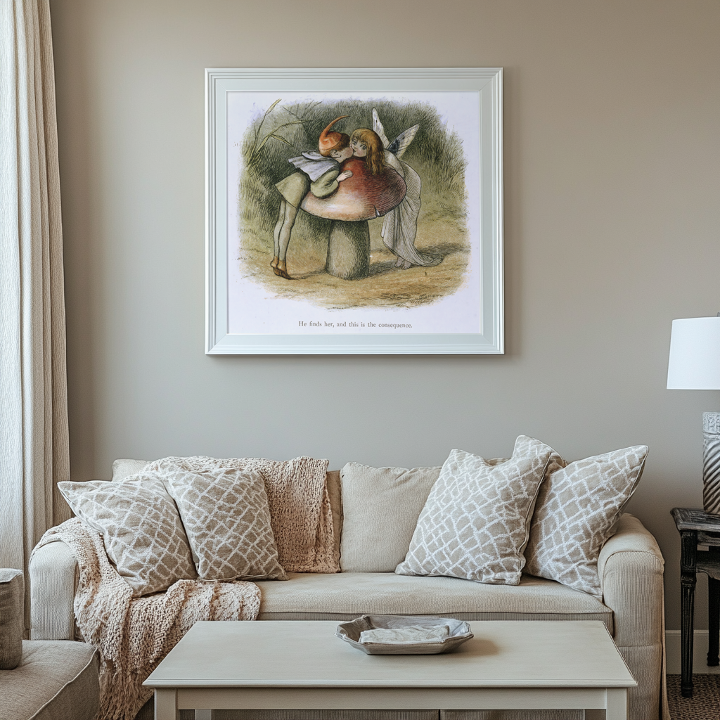 Un elfe et une fée s'embrassant - Richard Doyle - Toile premium 430g (qualité galerie)