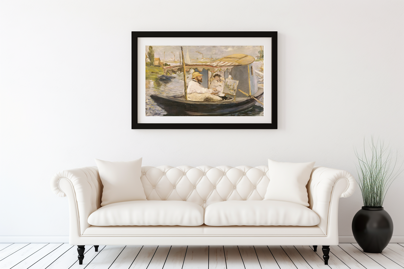 Monet sur son bateau-atelier - Édouard Manet - Toile premium 430g (qualité galerie)