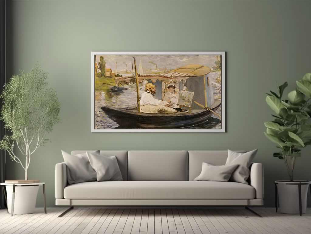 Monet in his Studio Boat - Edouard Manet - Premium Canvas 430g (gallery quality)