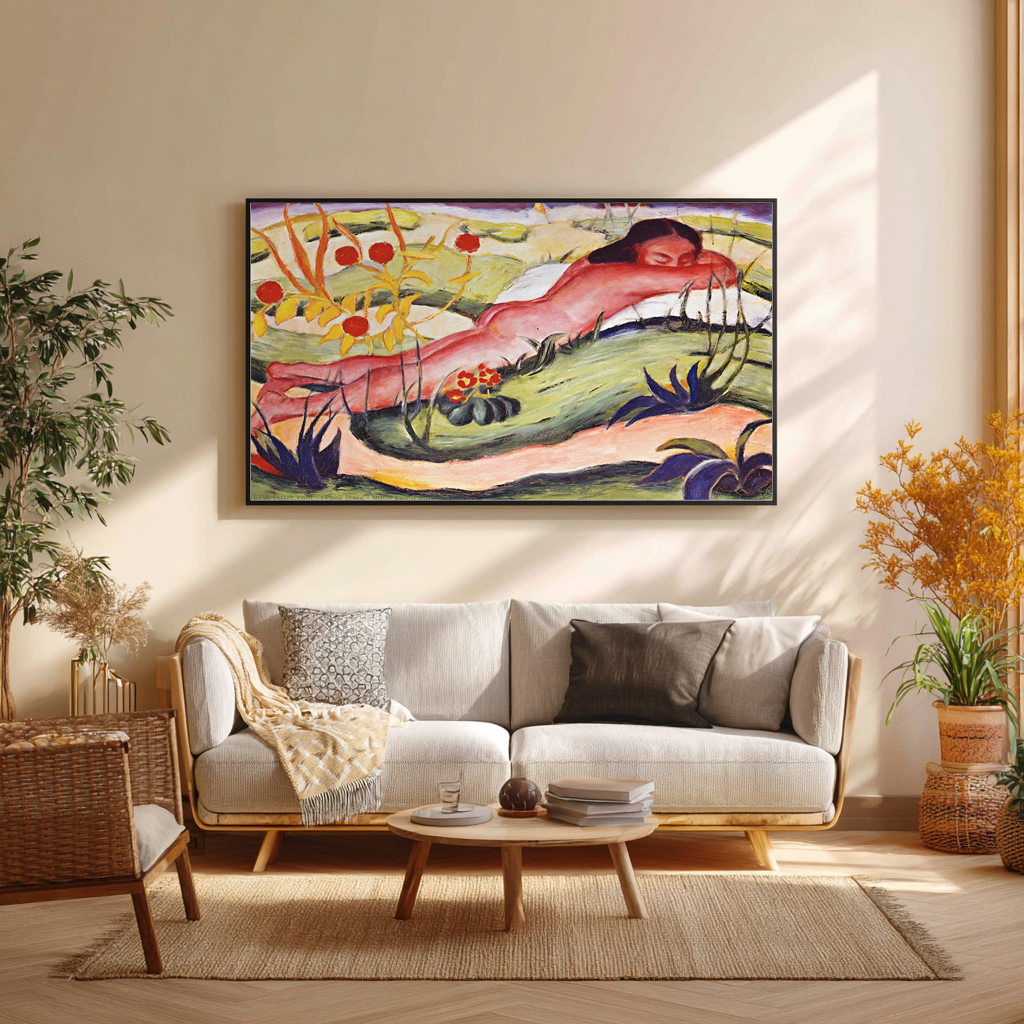 Nu couché parmi les fleurs - Franz Marc - Toile premium 430g (qualité galerie)