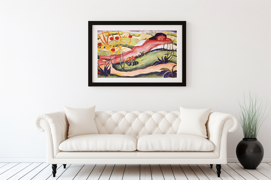 Nu couché parmi les fleurs - Franz Marc - Toile premium 430g (qualité galerie)