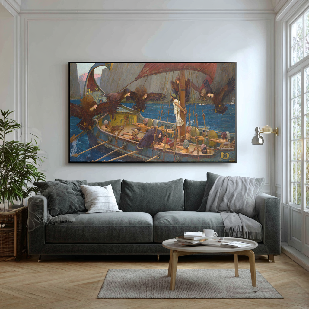Ulysses and the Sirens - John William Waterhouse - Premium Canvas 430g (gallery quality)