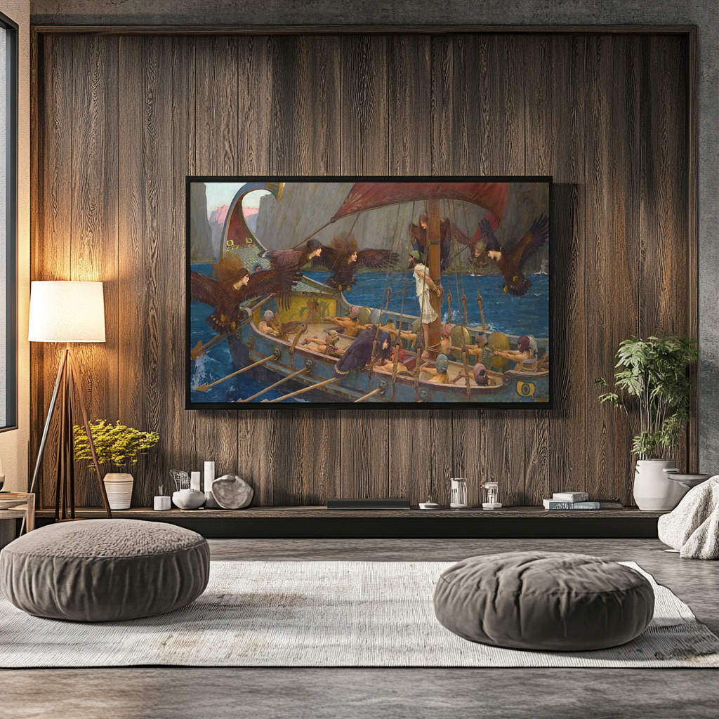 Ulysses and the Sirens - John William Waterhouse - Premium Canvas 430g (gallery quality)