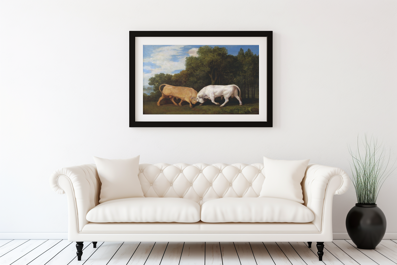 Taureaux se battant - George Stubbs - Toile premium 430g (qualité galerie)