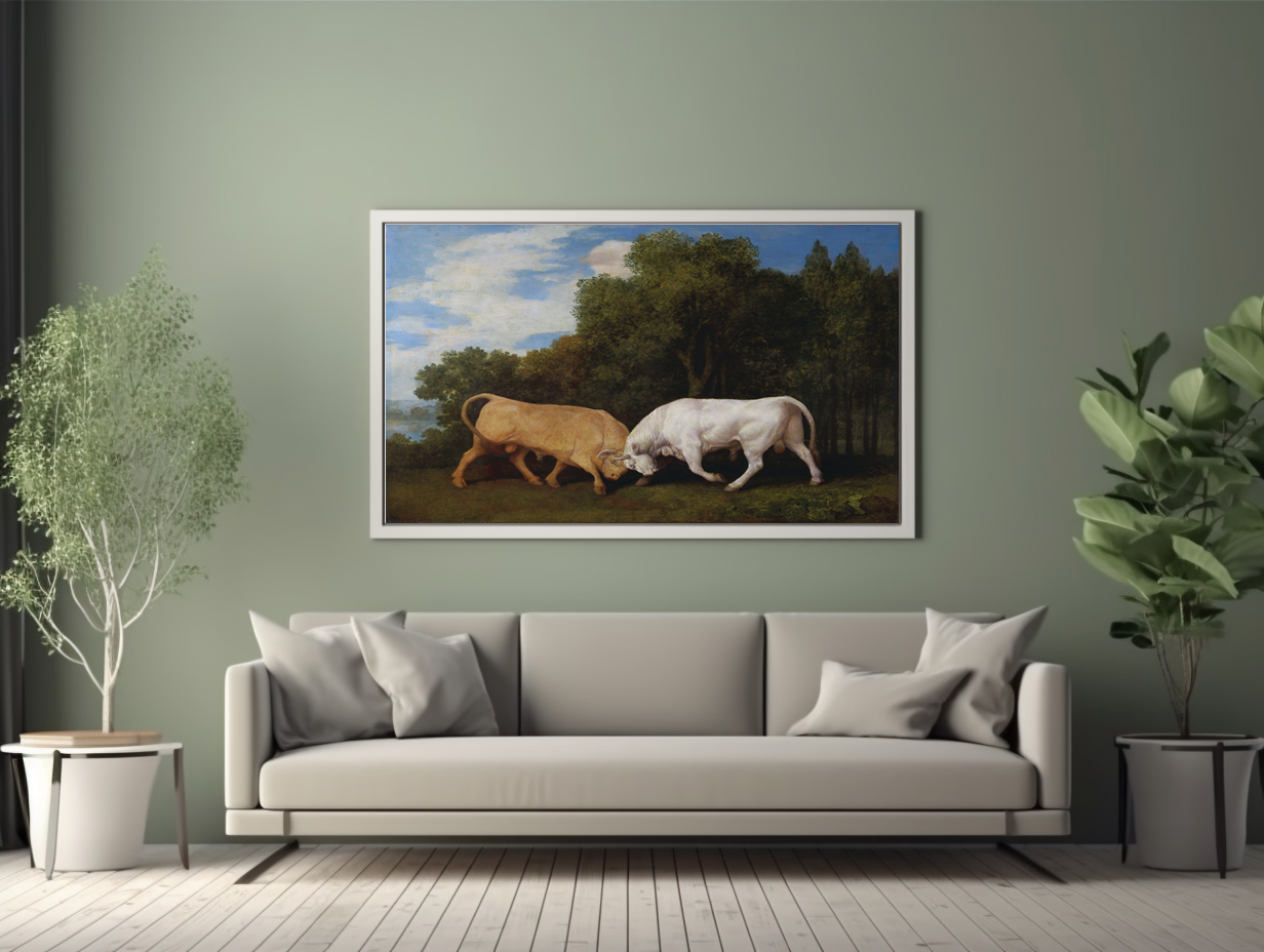 Taureaux se battant - George Stubbs - Toile premium 430g (qualité galerie)