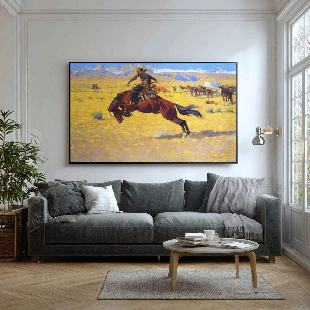 A Cold Morning on the Prairie - Frederic Remington - Premium Canvas 430g (gallery quality)