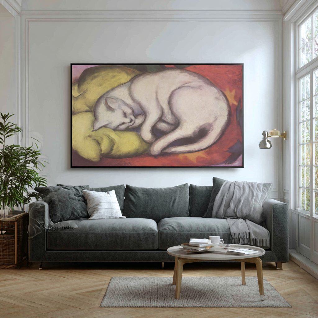 Chat Blanc - Franz Marc - Toile premium 430g (qualité galerie)