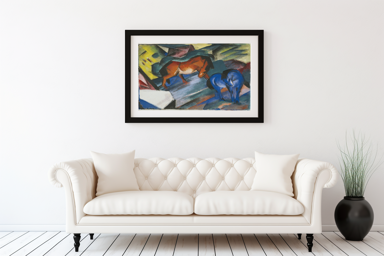 Red Horse and Blue Horse - Franz Marc - 430g premium canvas (gallery quality)