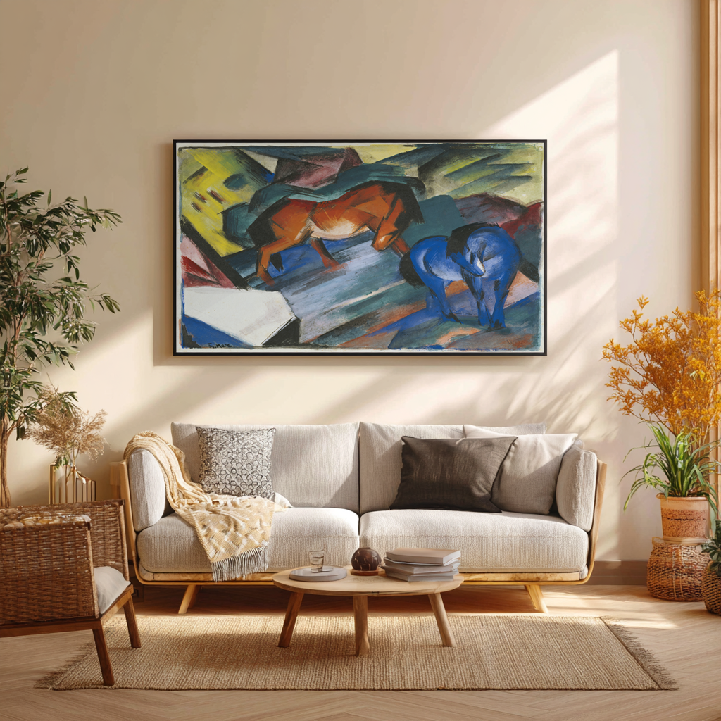 Red Horse and Blue Horse - Franz Marc - 430g premium canvas (gallery quality)