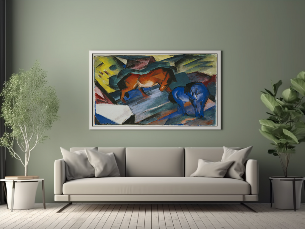 Red Horse and Blue Horse - Franz Marc - 430g premium canvas (gallery quality)