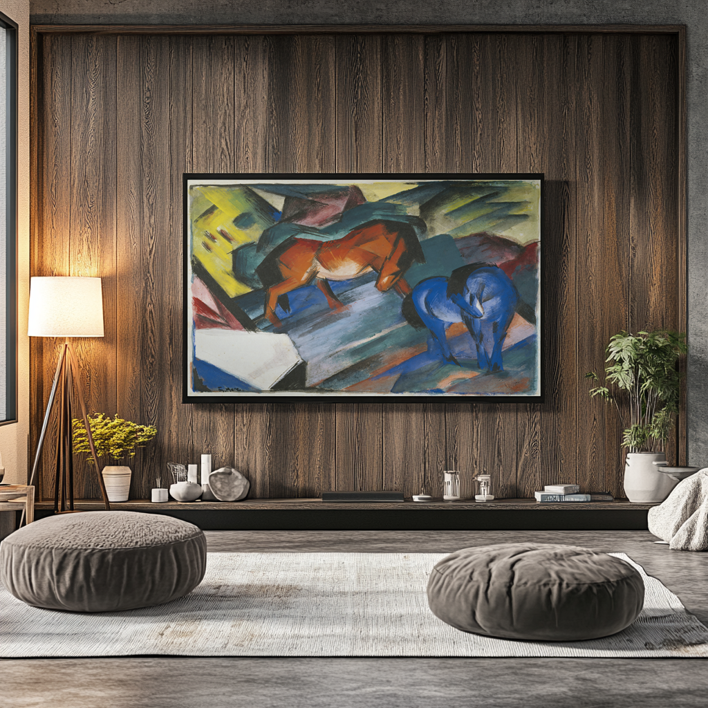 Red Horse and Blue Horse - Franz Marc - 430g premium canvas (gallery quality)