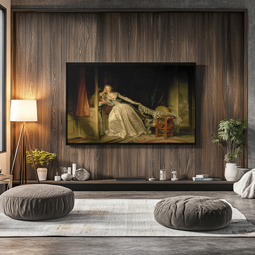 Le baiser volé - Jean-Honoré Fragonard - Toile premium 430g (qualité galerie)