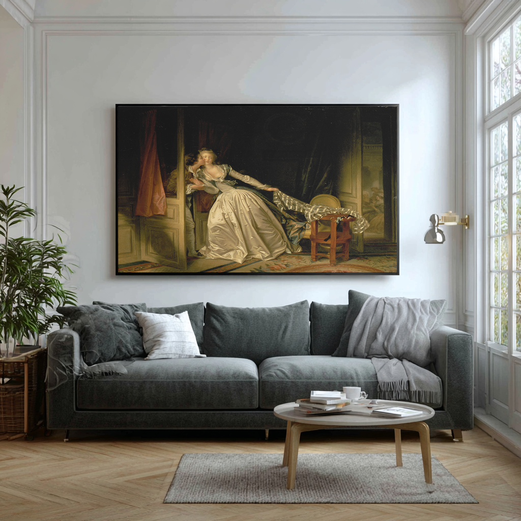 The Stolen Kiss - Jean-Honoré Fragonard - Premium 430g Canvas (Gallery Quality)
