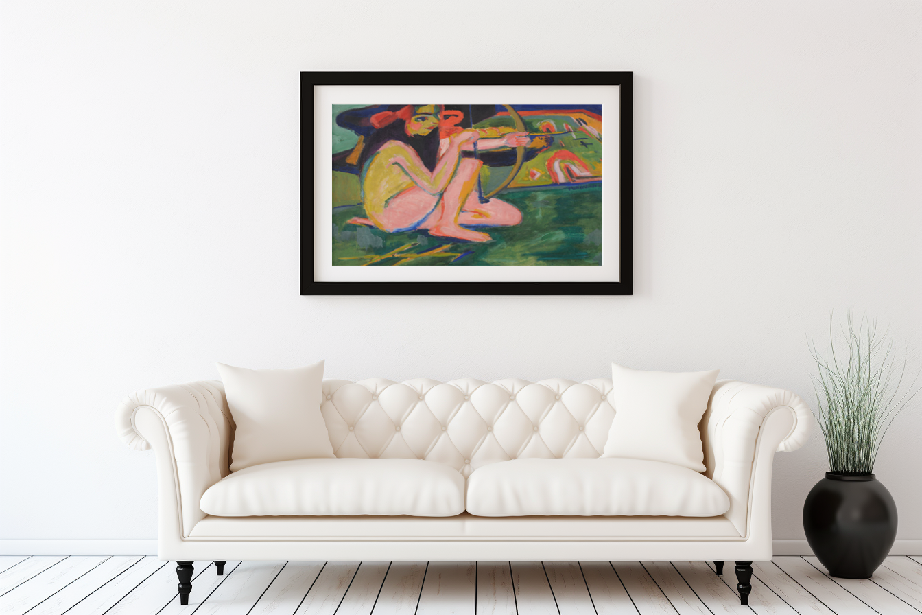 Franzi à l'arc et aux flèches - Ernst Ludwig Kirchner - Toile premium 430g (qualité galerie)