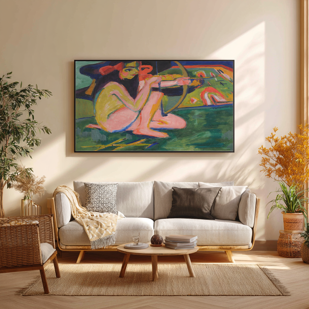 Franzi à l'arc et aux flèches - Ernst Ludwig Kirchner - Toile premium 430g (qualité galerie)