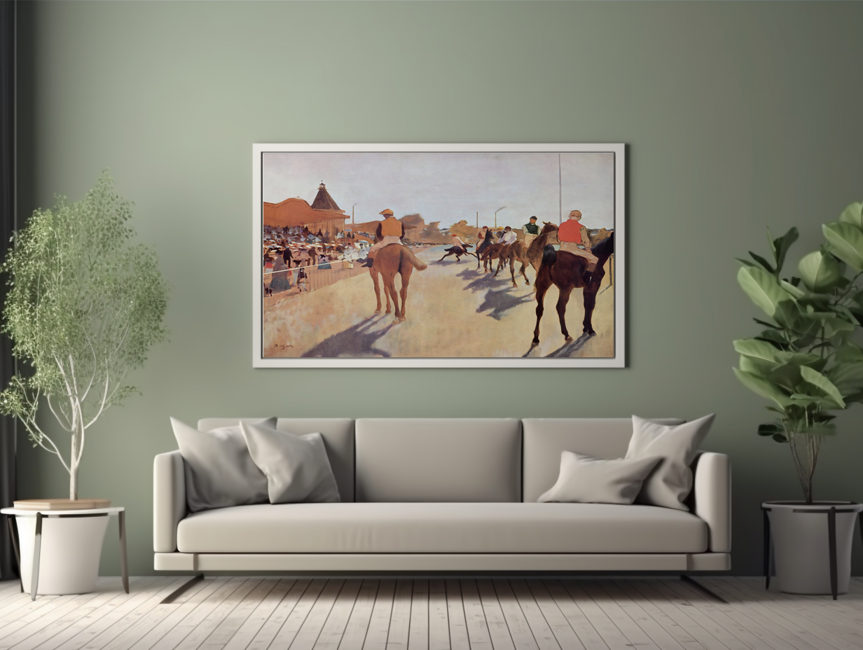 Race Horses in front of the Grandstands - Edgar Degas - Premium Canvas 430g (gallery quality)