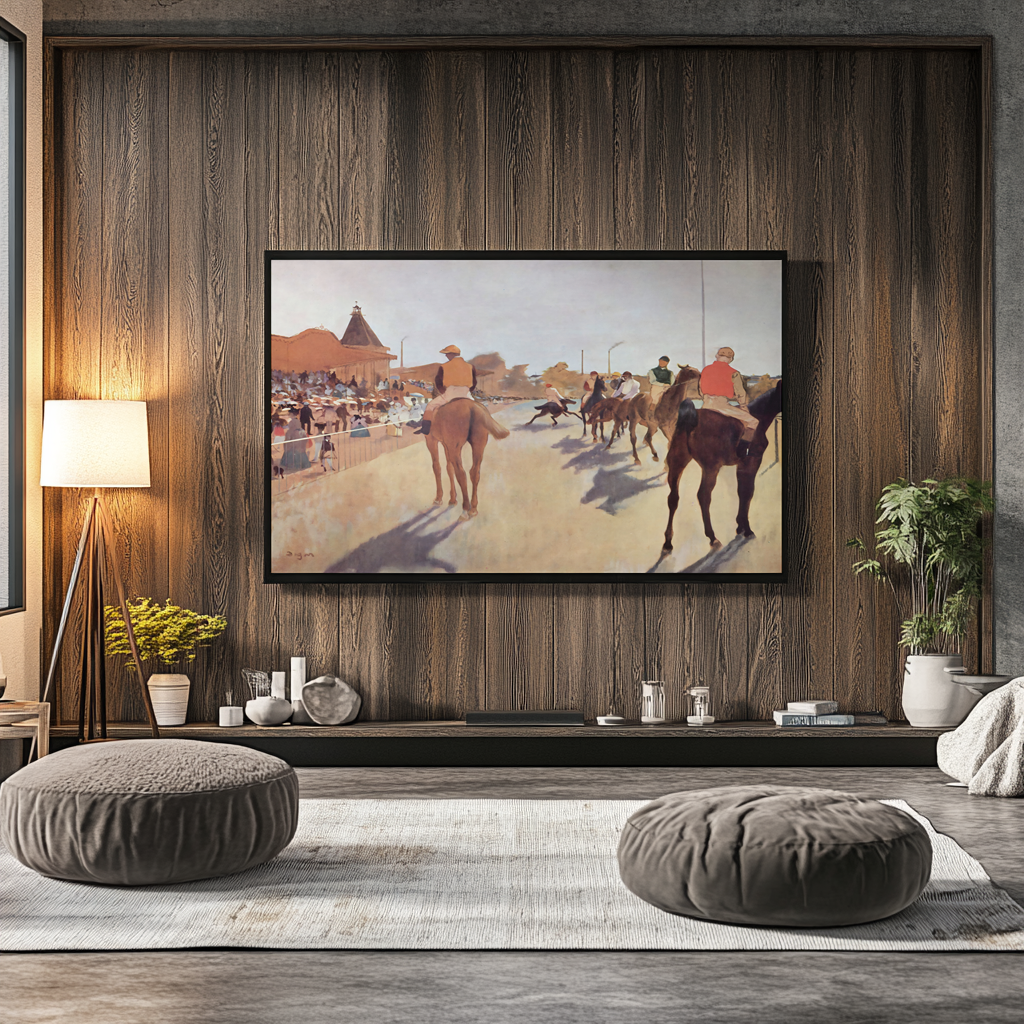 Chevaux de course devant les tribunes - Edgar Degas - Toile premium 430g (qualité galerie)