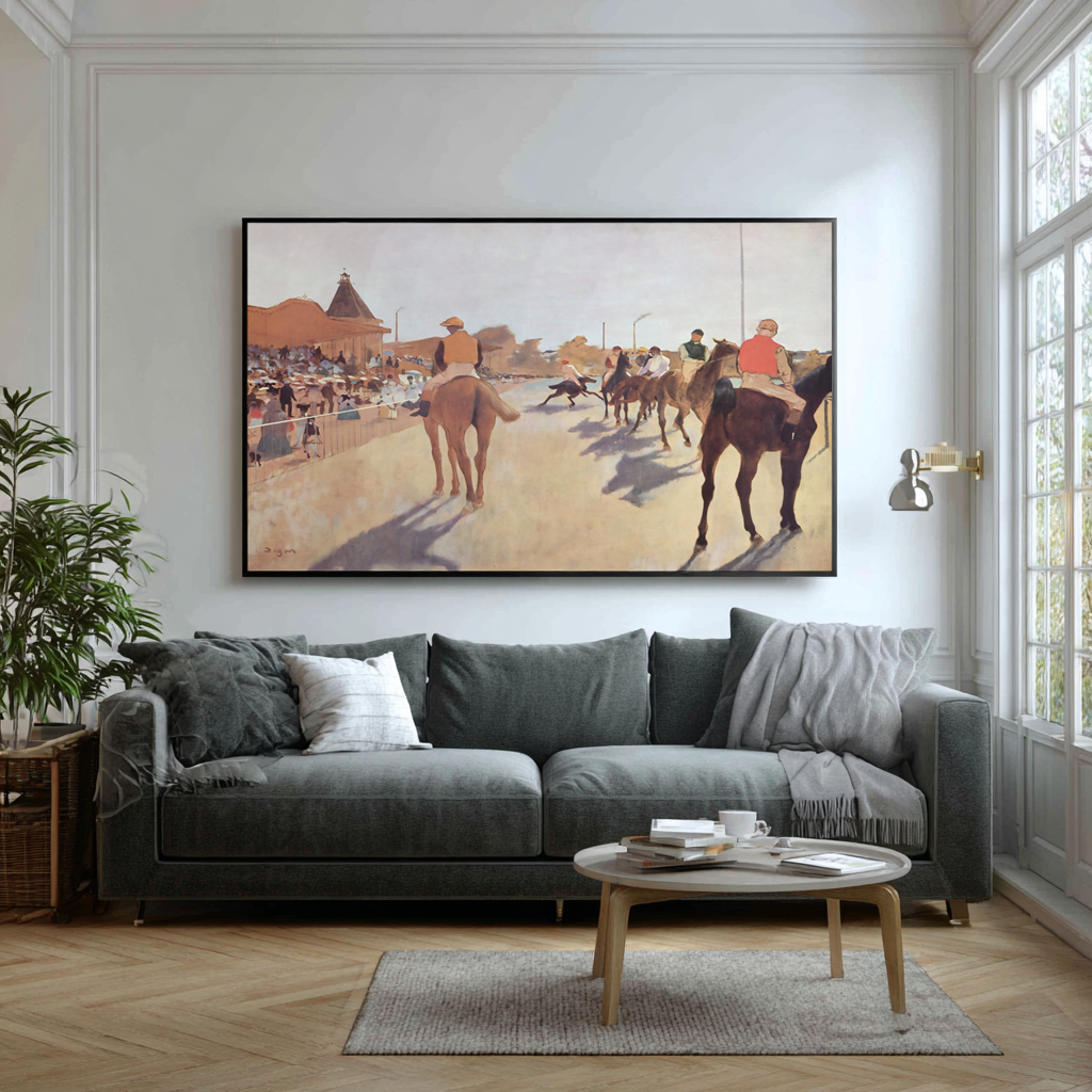 Chevaux de course devant les tribunes - Edgar Degas - Toile premium 430g (qualité galerie)